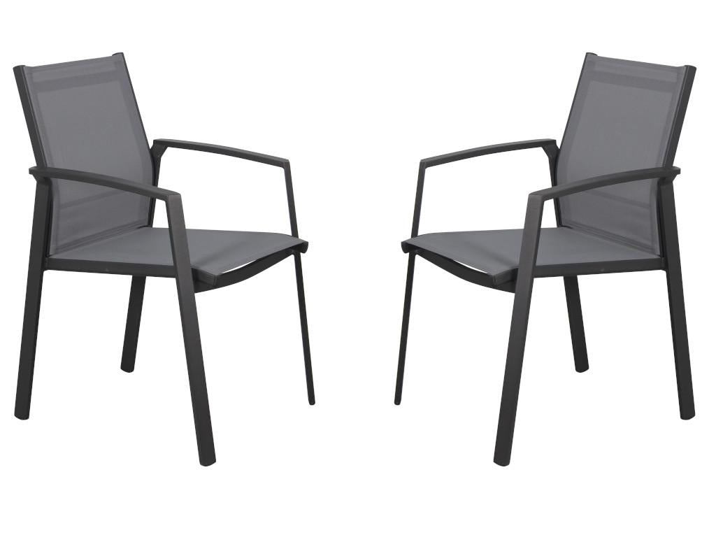 Set of 2 stackable aluminum garden chairs - Anthracite - Homelumiere