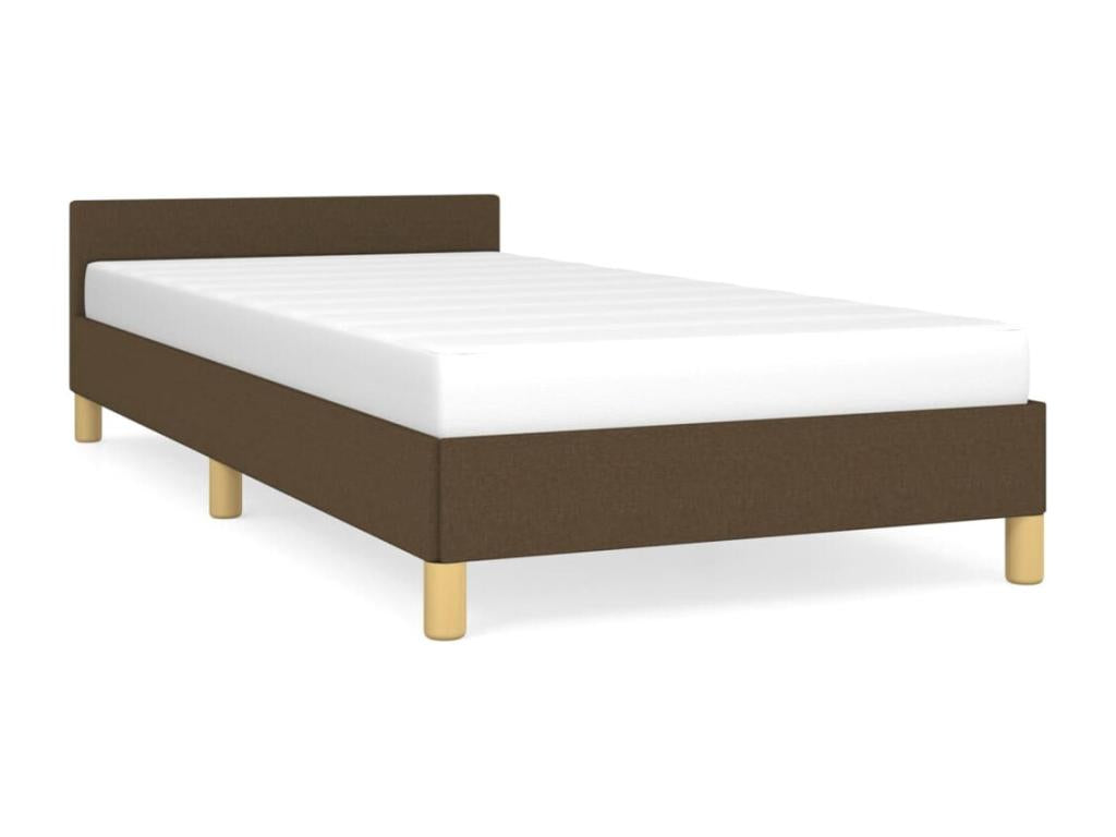Bed frame with headboard, dark brown, 80x200 cm, fabric, 96003ERMN