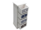 Bohometop White Grey Blue Wooden Chest of Drawers with 4 Drawers, 76x30x25 cm, 07141NEQK