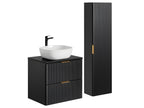 Bohometop Black 78698HCMO 60cm Single Sink Vanity Unit and Tall Cabinet