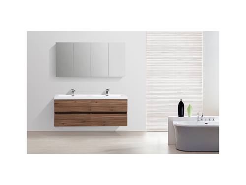 Nidchicshop mirrored bathroom cabinet, 144 cm wide, walnut finish, 83033KLOW