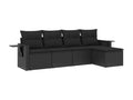 5-piece garden furniture set with cushions, black resin wicker, 88536DKIZ