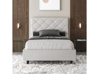 Single bed with storage, upholstered, 120x190 cm, white faux leather, Nidchicshop 92517FDPG