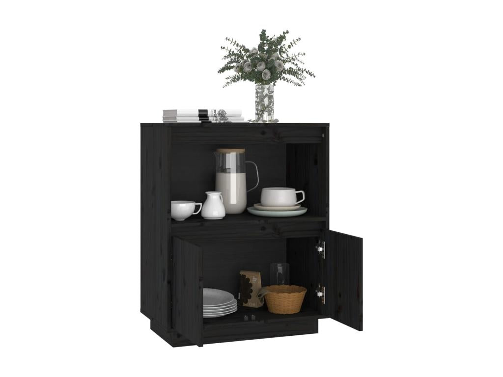 Black Sideboard 60x34x75 cm Solid Pine Wood 55070ORGG