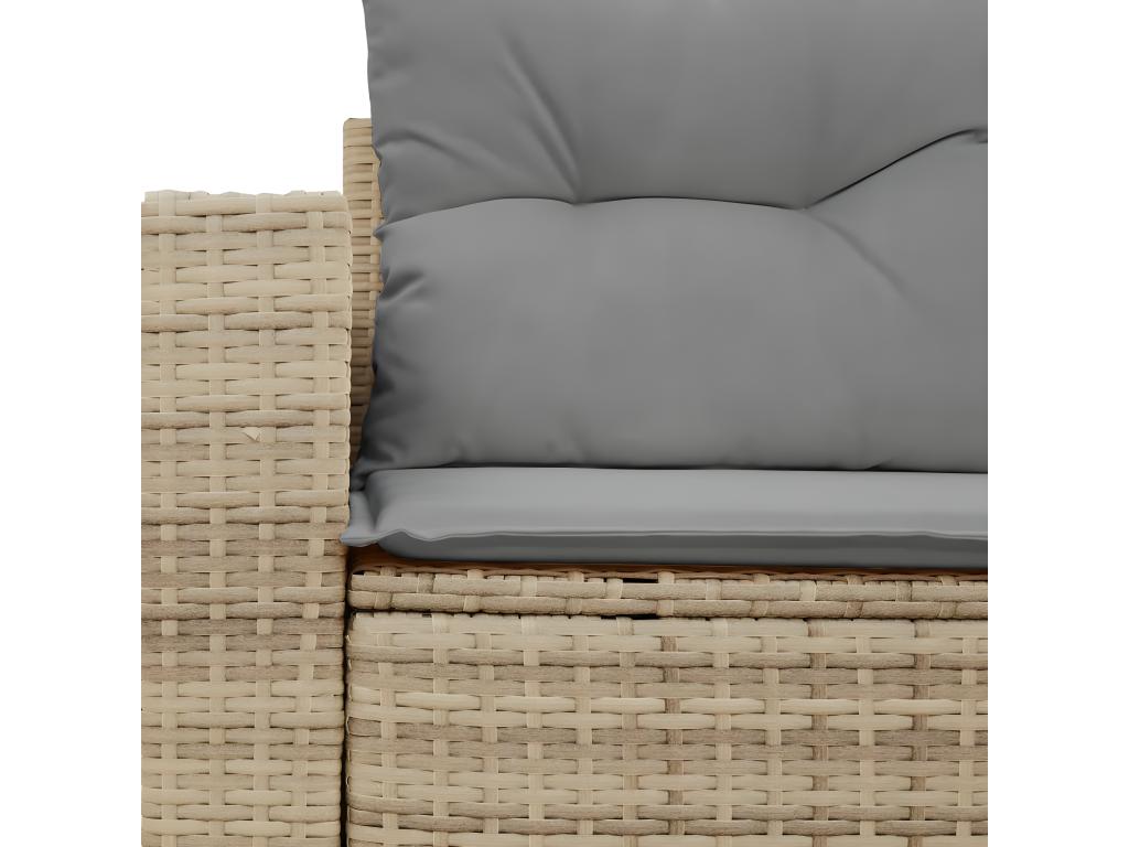 Garden sofa with cushions, 2-seater, beige woven resin, 57830KNEY