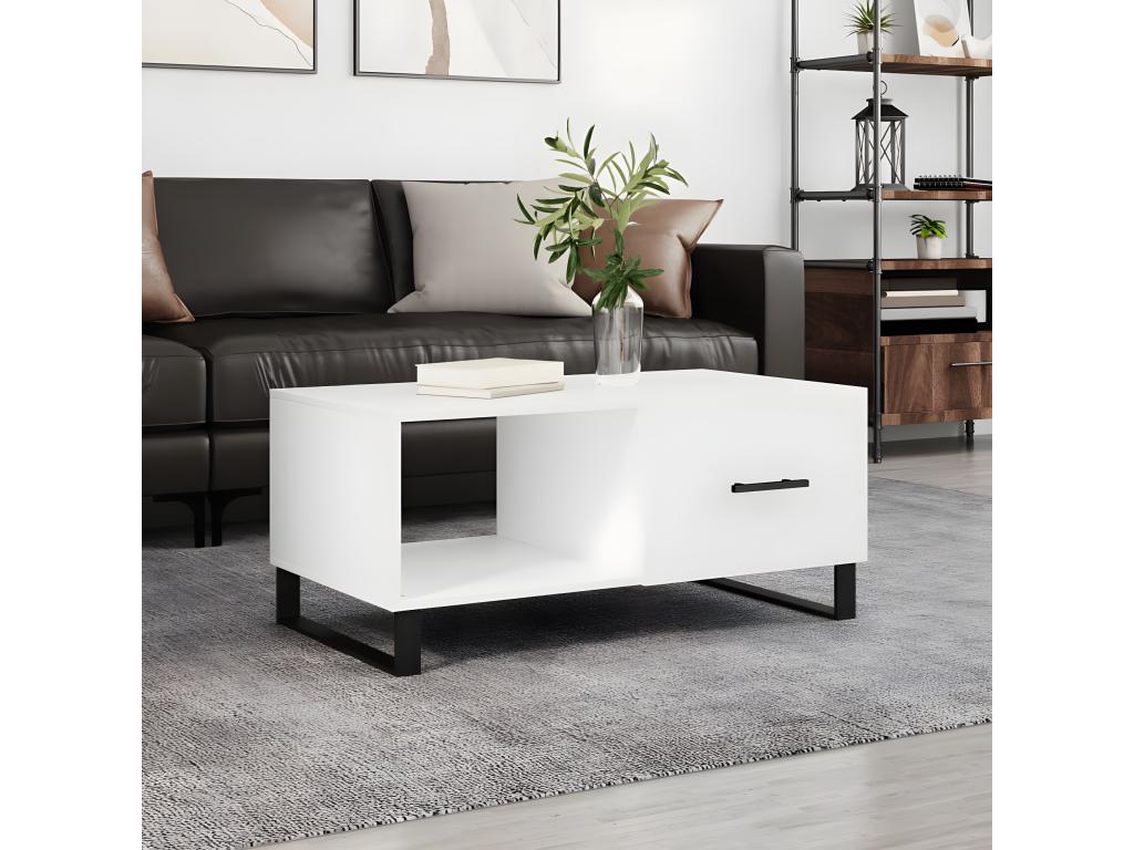 White coffee table 90x50x40 cm engineered wood 78877NHYV