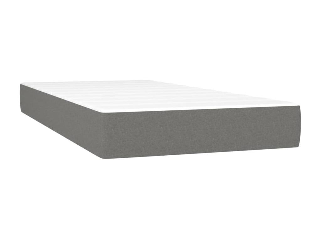 Upholstered bed base with mattress, dark grey, 200x200cm, fabric