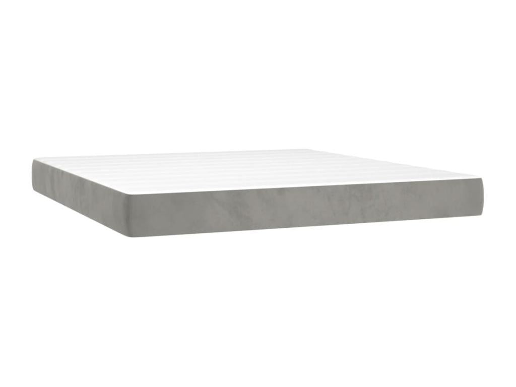 Upholstered bed base and mattress, light grey, 180x200cm, velvet, 32999KYUB