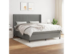 Upholstered bed base with mattress, dark grey, 160x200cm, fabric, 73653ZNEC