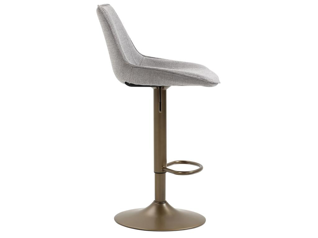 Set of 2 Bohometop bar stools, height-adjustable high chair with metal base and light grey fabric upholstery 89704YXMQ