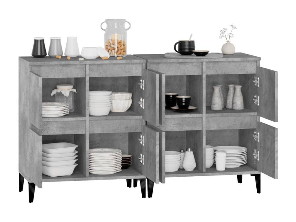 2-piece sideboard set, concrete grey, 60x35x70 cm, engineered wood, 90142XBRY