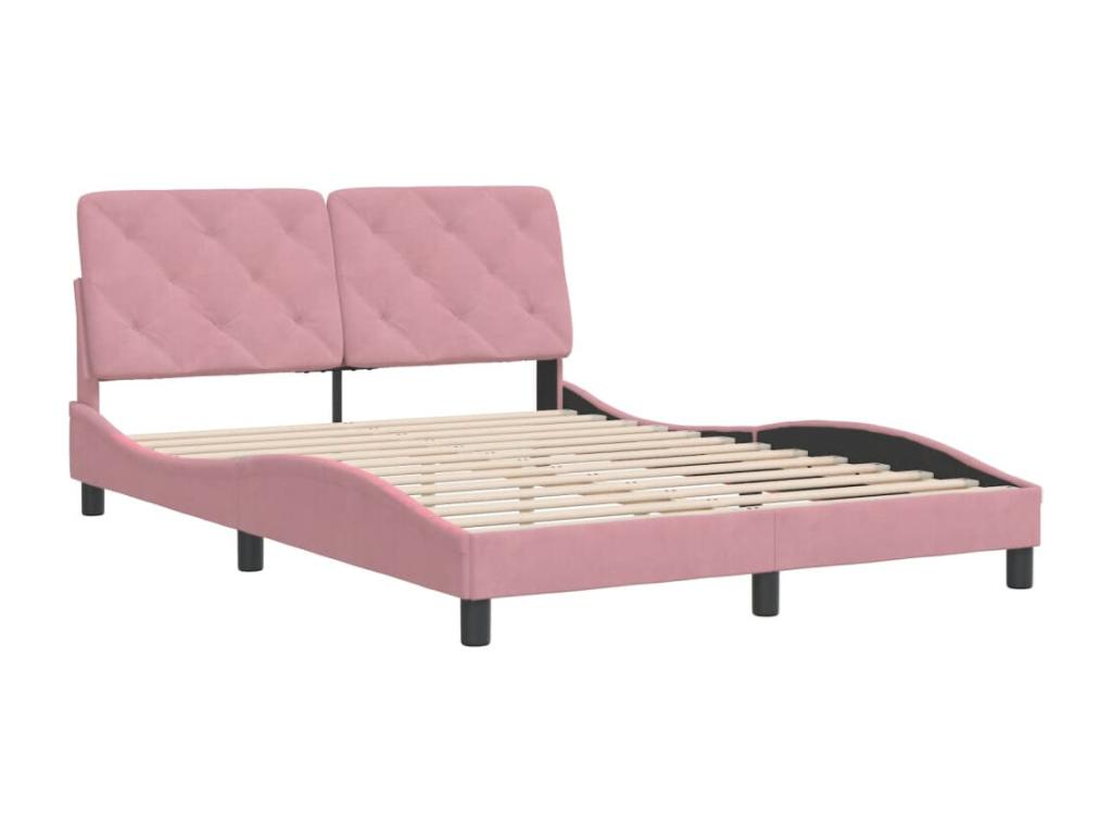 Bed frame with headboard, pink, 120x200 cm, velvet