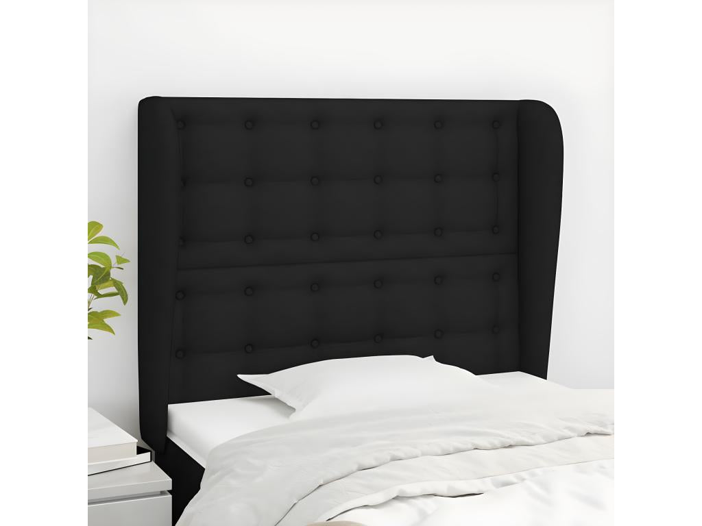 Headboard with wings, Black, 83x23x118/128 cm, Fabric, 87139DYFG