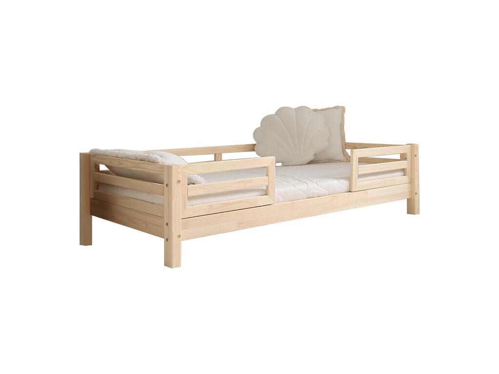 90x190 cm bed with guardrails and slatted base included, 10 cm legs, Bohometop 16665MJDQ