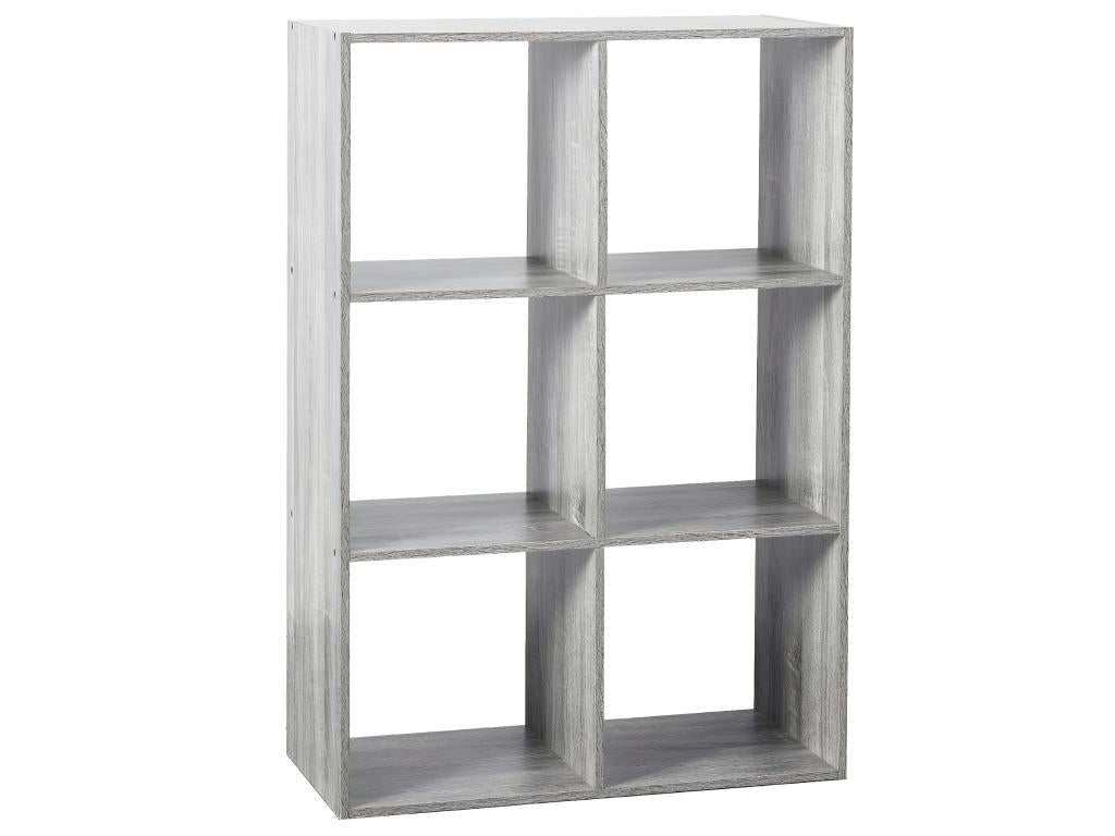 6-compartment shelving unit with grey oak effect, H 100.5 cm, 45744YEJK