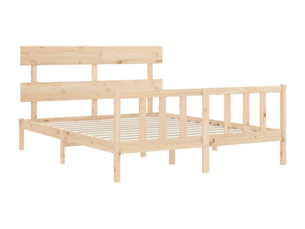 Bed frame with headboard 160x200 cm solid wood 74135KJGN