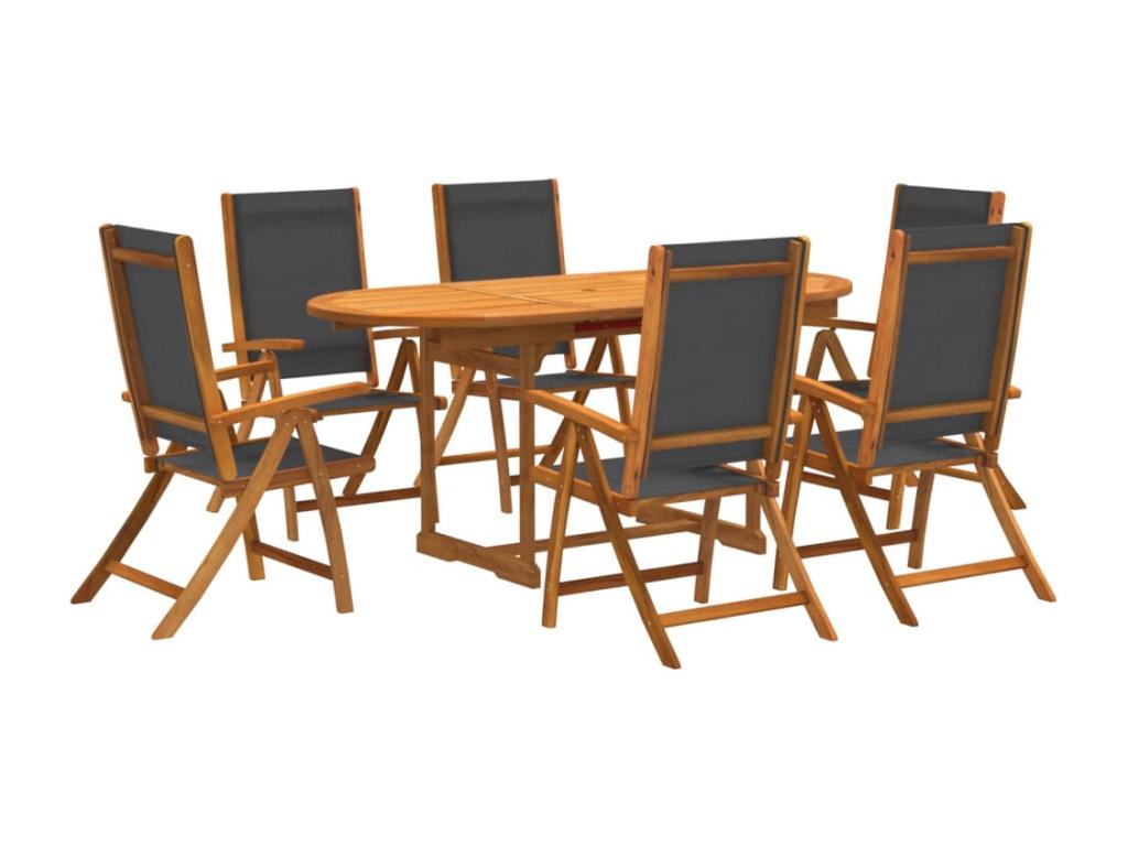 Bohometop 7-Piece Garden Dining Set, Solid Wood and Textilene 04546QXYV