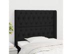 Headboard with wings, black, 93x16x118/128 cm, fabric