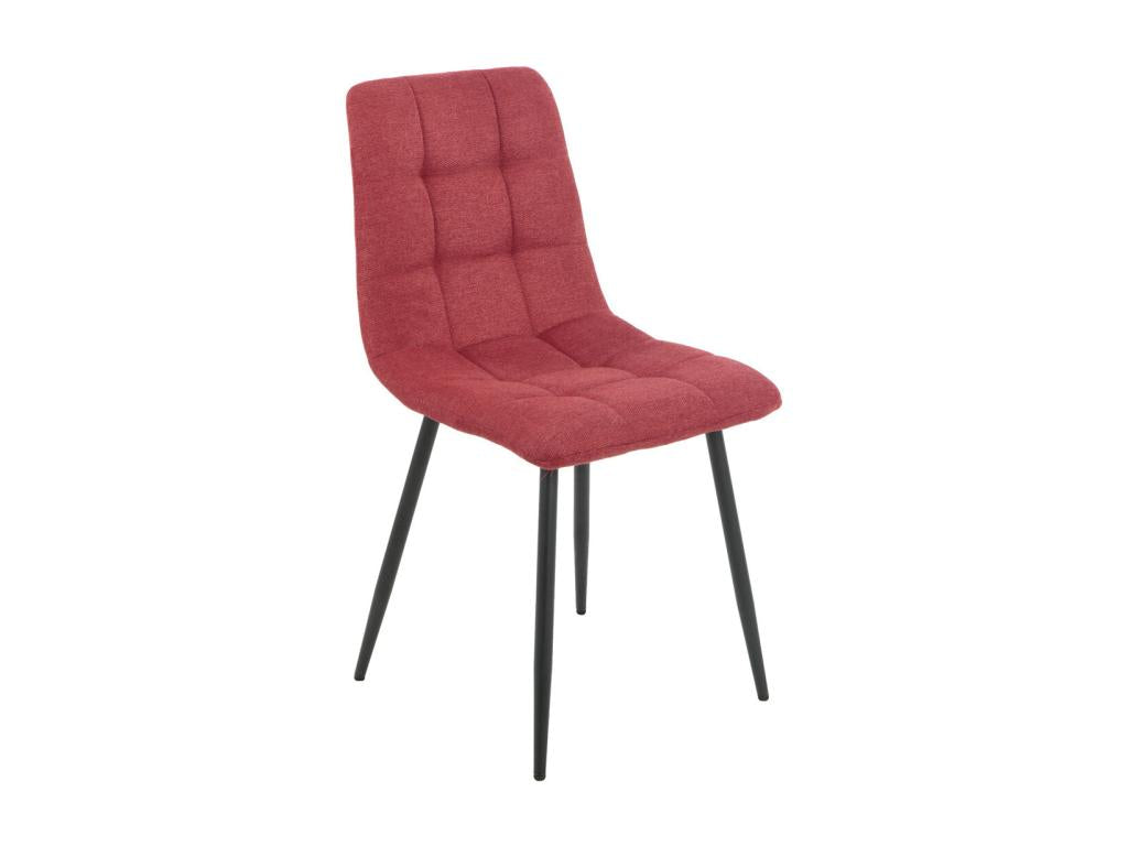 Nidchicshop - Set of 4 Red Fabric Chairs with Anthracite Grey Metal Legs 45262QEFW