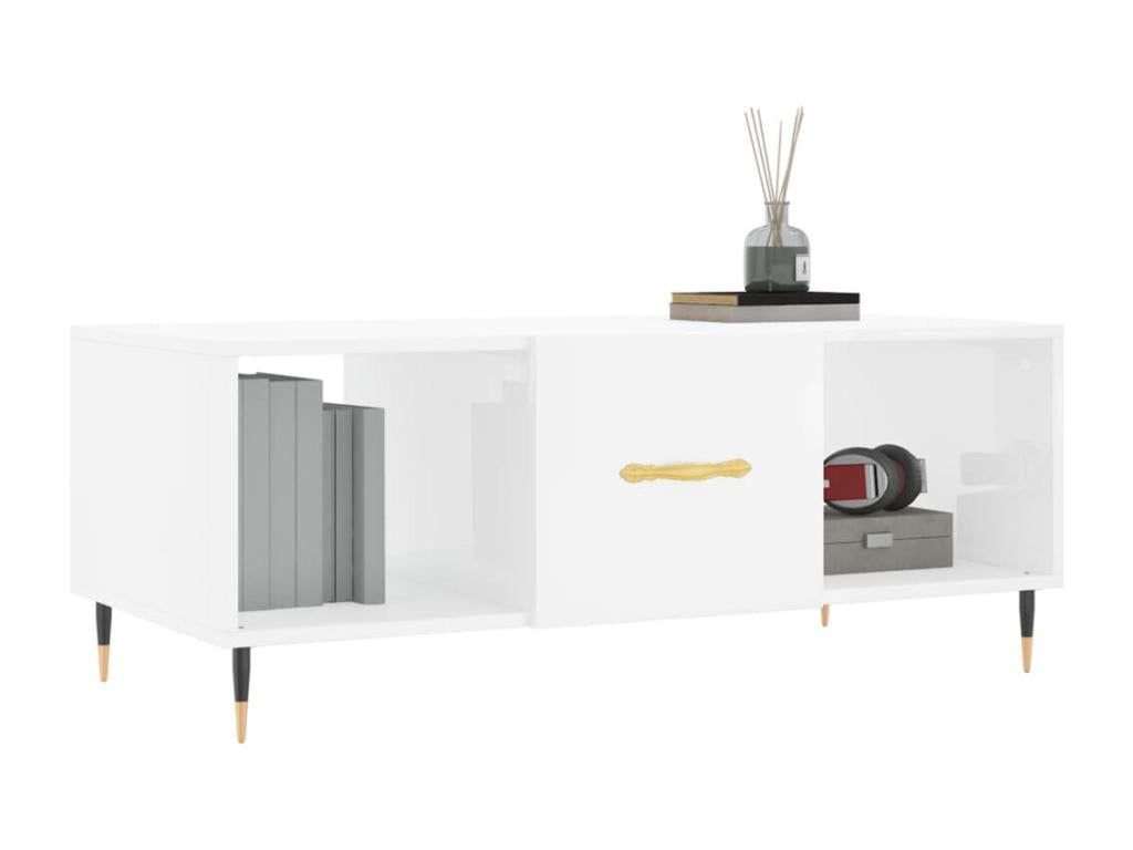 Coffee table, glossy white, 102x50x40 cm, engineered wood, 64889VSUJ