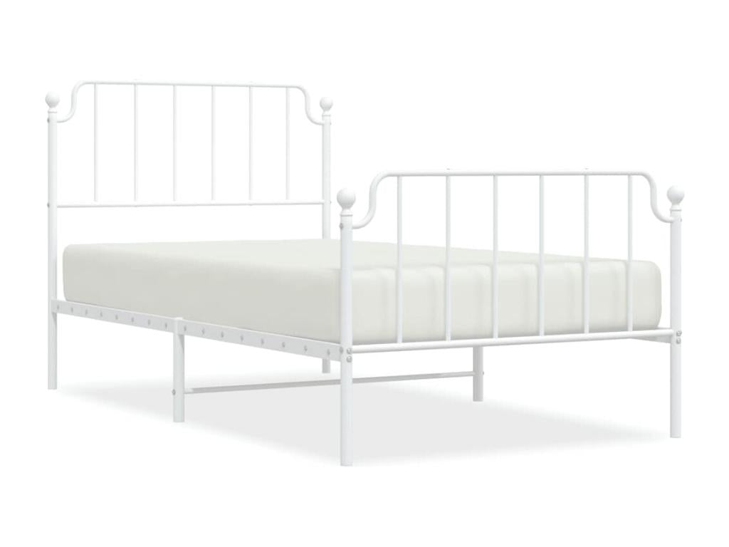 Metal bed frame without mattress and white bed legs, 100x190 cm