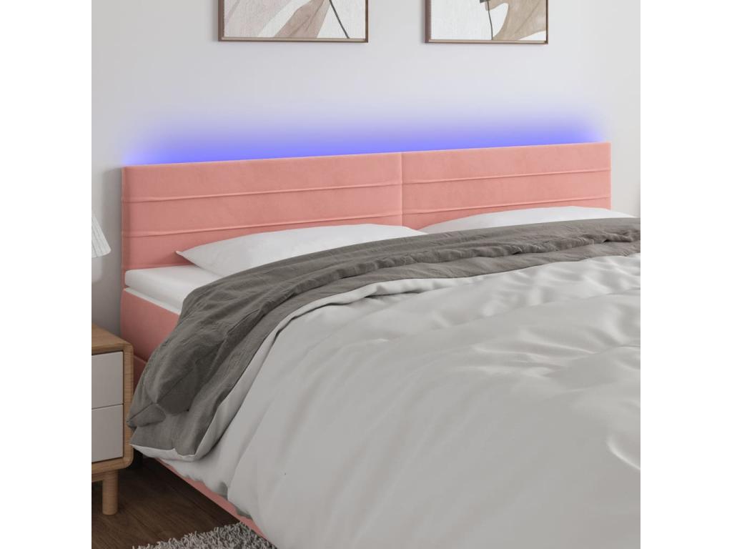 Pink LED Headboard 180x5x78/88 cm Velvet 81718JRRU