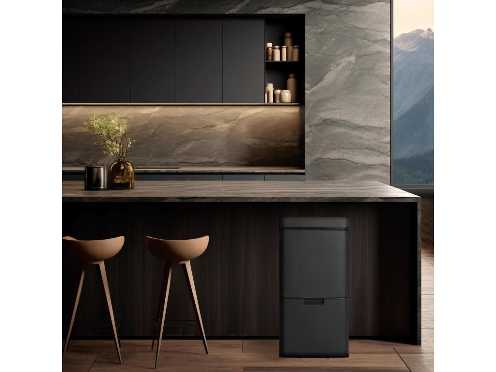 Bohometop 62L 37L 25L Recycling Bin with 2 Compartments, Automatic Opening with Sensor, Black Stainless Steel 64586BRIO