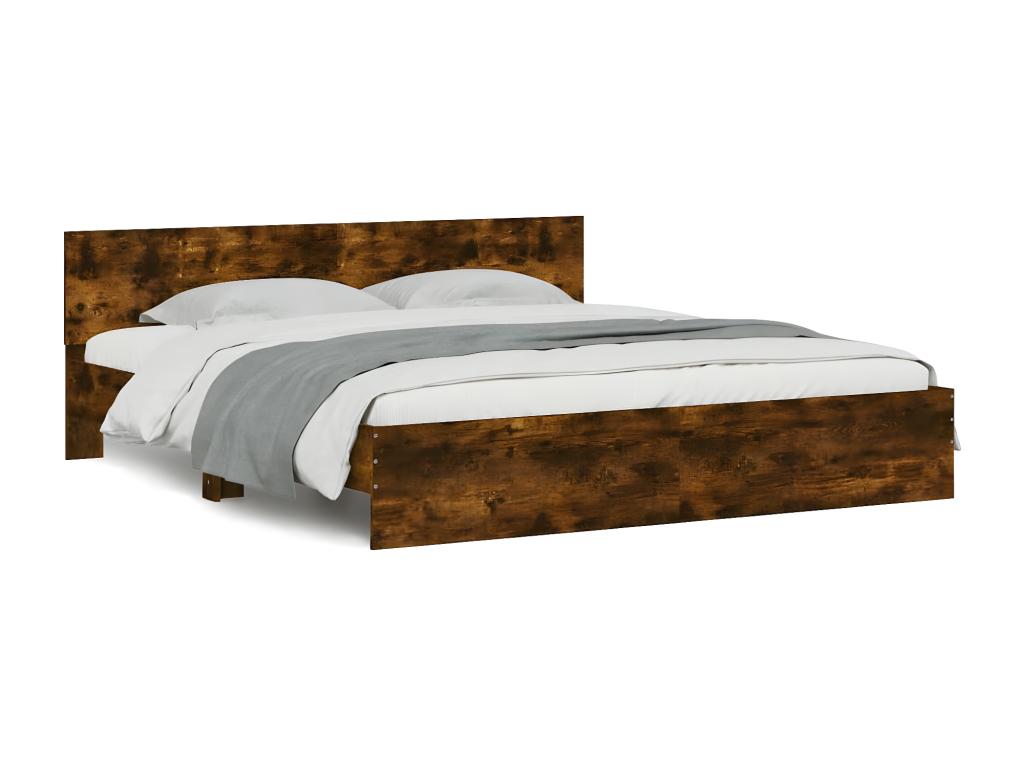 Bed frame with LED lighting, without mattress, smoked oak, 200x200 cm, 58523HRJS