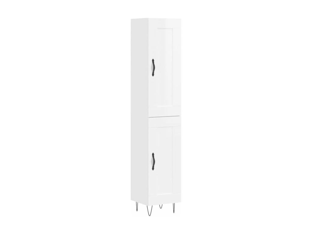 High-gloss white sideboard, 34.5x34x180 cm, engineered wood, 05833LFAO
