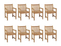 Set of 8 garden chairs with red cushions, solid teak wood, 74533LSLX