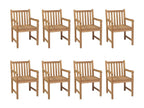 Set of 8 garden chairs with red cushions, solid teak wood, 74533LSLX