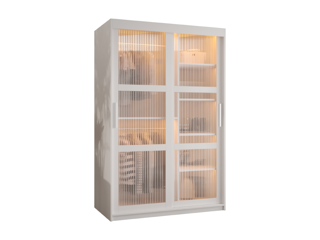 Bohometop Sliding Door Wardrobe 200/120/62 2 Doors White 53341ITOU