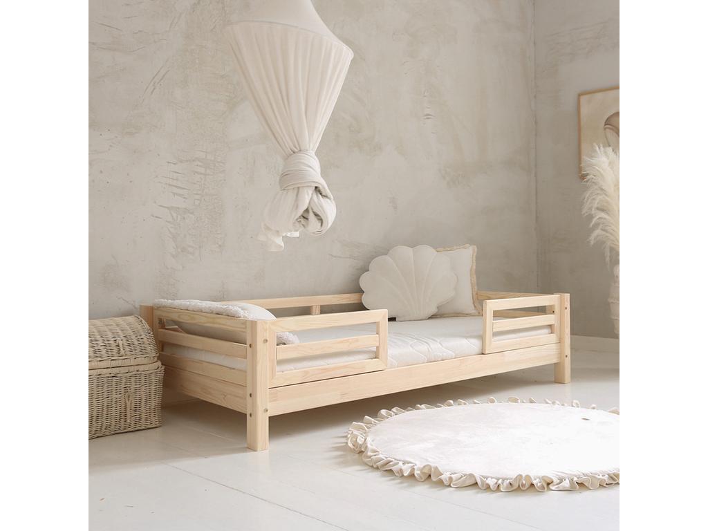 90x190 cm bed with guardrails and slatted base included, 10 cm legs, Bohometop 16665MJDQ