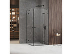 120x110cm Bohometop black corner shower enclosure with 2 pivot doors, 97997VPBI