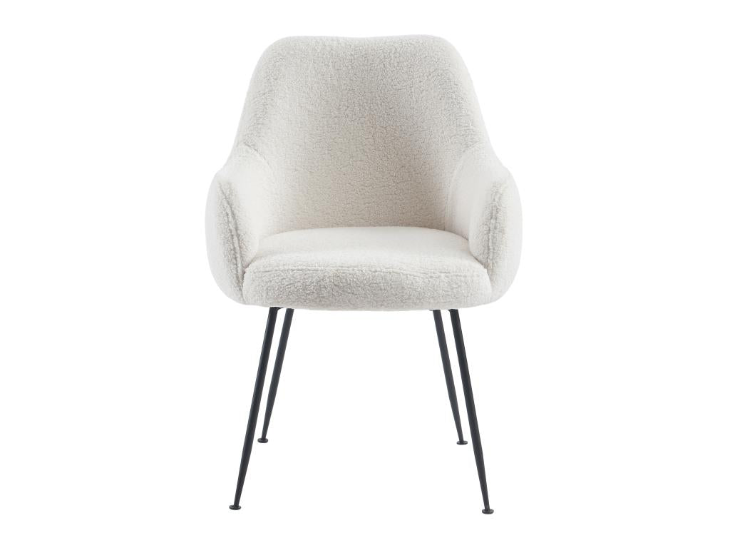 Set of 6 chairs with armrests in bouclé fabric and metal - White - Bohometop 66573JHET