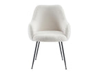 Set of 6 chairs with armrests in bouclé fabric and metal - White - Bohometop 66573JHET