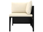 2-seater garden sofa with cushions, black woven resin, 78155ZEOC