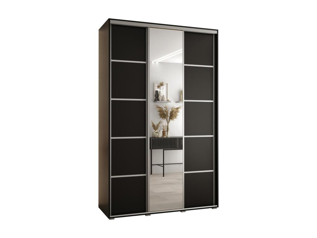 Bohometop 5 Sliding Door Wardrobe 235.2/150/60 3 Doors Black/Black/Silver 42873ZLEV