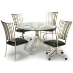 Somette Ashton Brushed Nickel/ Glass Dining Table - Top: 47 x 48 x 48 - Base: 29.33 x 32.99 x 32.99