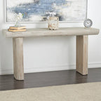 Wood Simplistic Console Table with Block Legs - Beige - Roche River Decor - 16Wx63Lx32H