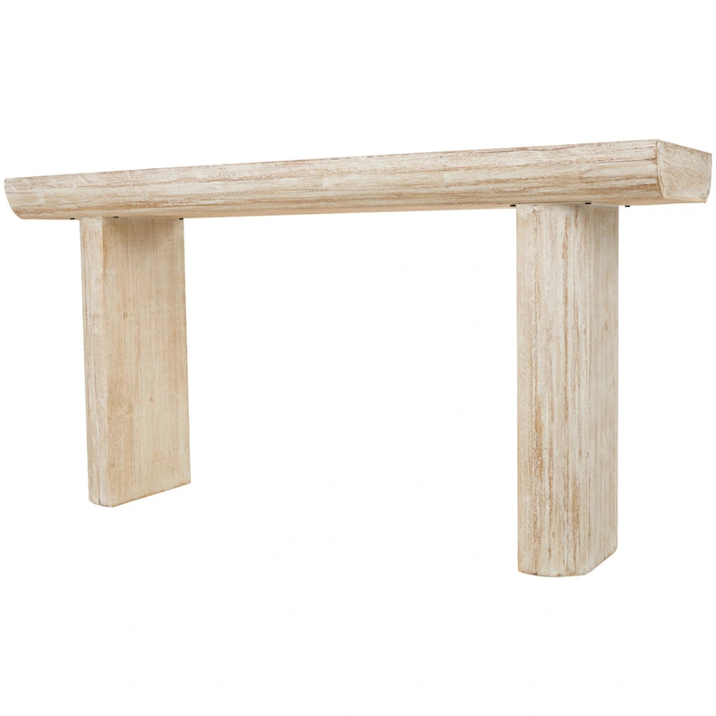 Wood Simplistic Console Table with Block Legs - Beige - Roche River Decor - 16Wx63Lx32H