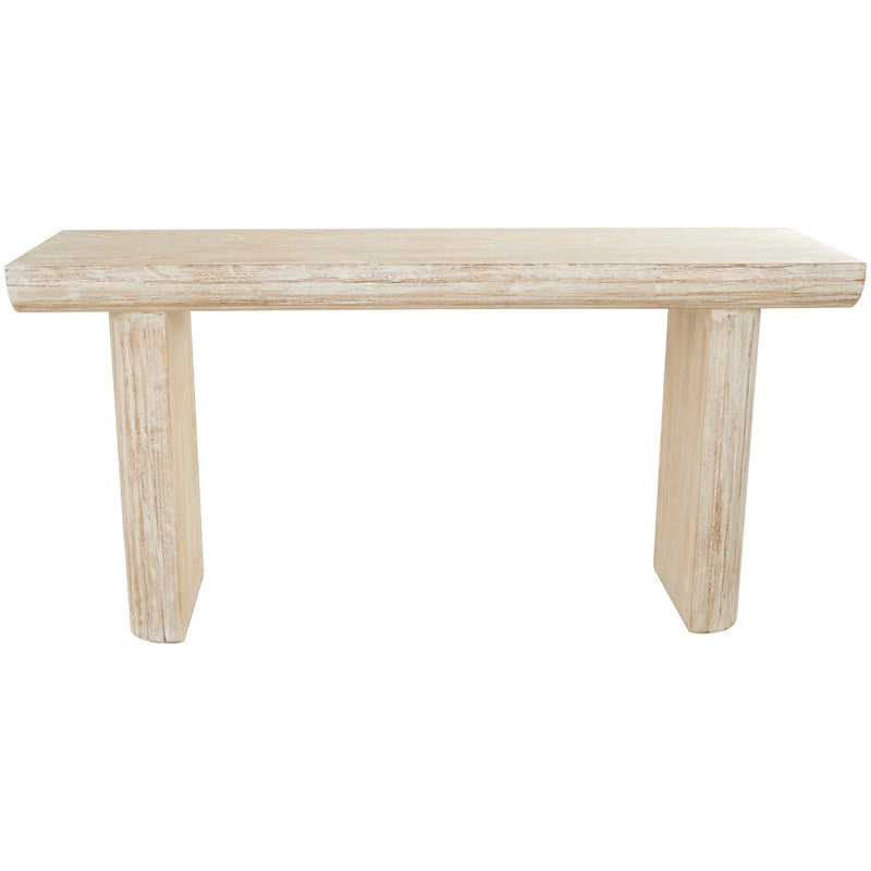 Wood Simplistic Console Table with Block Legs - Beige - Roche River Decor - 16Wx63Lx32H