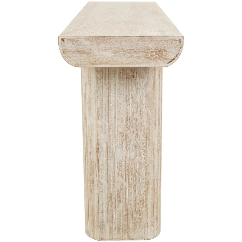 Wood Simplistic Console Table with Block Legs - Beige - Roche River Decor - 16Wx63Lx32H