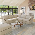 L-Shape Linen Sectional Sofa with Ottoman - Modular Upholstered Design, 6-Seater, 250 lb/Seat, Removable Cushions, Easy Assembly