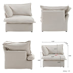 L-Shape Linen Sectional Sofa with Ottoman - Modular Upholstered Design, 6-Seater, 250 lb/Seat, Removable Cushions, Easy Assembly