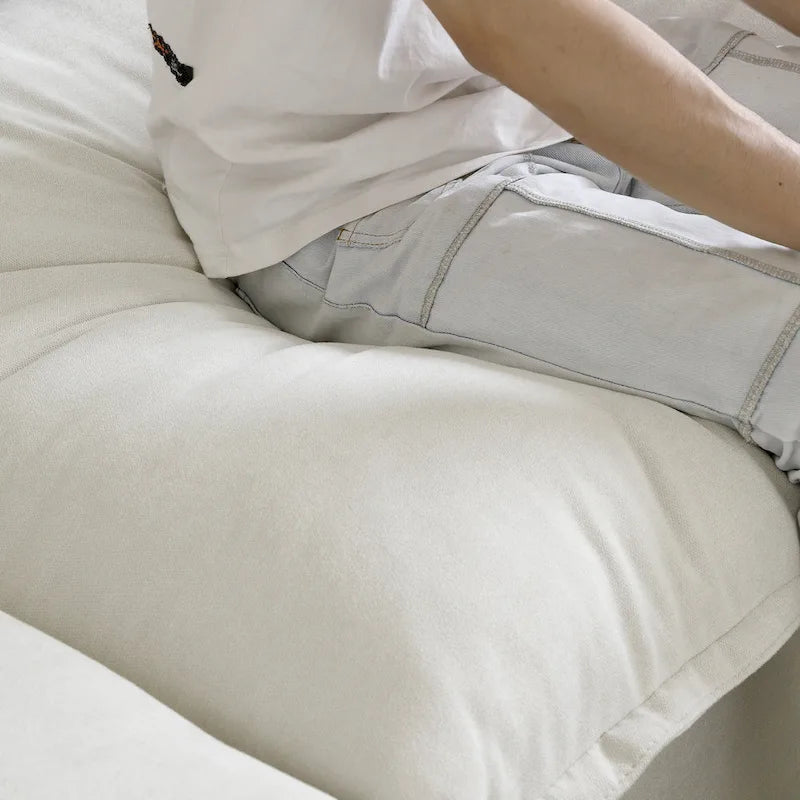 L-Shape Linen Sectional Sofa with Ottoman - Modular Upholstered Design, 6-Seater, 250 lb/Seat, Removable Cushions, Easy Assembly