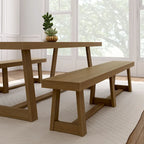 86" Solid Pine Wood Farmhouse Dining Bench - Rustic Wire-Brush Finish, Seats 4, Country Chic Style, Easy Assembly, Plank and Beam Collection