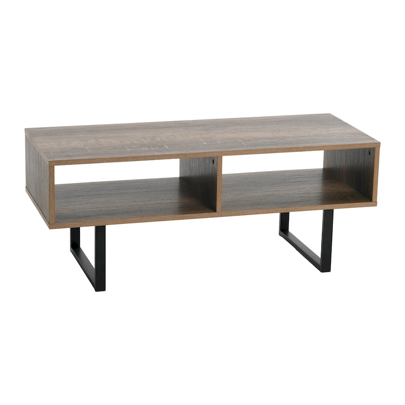Rectangular TV Stand & Coffee Table with Storage - Coastal Oak Finish, 39.4" W, 2 Compartments, Engineered Wood, 42" TV Compatible