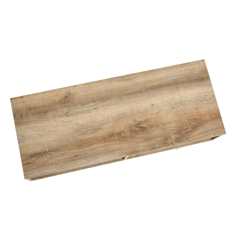 Rectangular TV Stand & Coffee Table with Storage - Coastal Oak Finish, 39.4" W, 2 Compartments, Engineered Wood, 42" TV Compatible