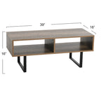 Rectangular TV Stand & Coffee Table with Storage - Coastal Oak Finish, 39.4" W, 2 Compartments, Engineered Wood, 42" TV Compatible